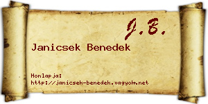 Janicsek Benedek névjegykártya